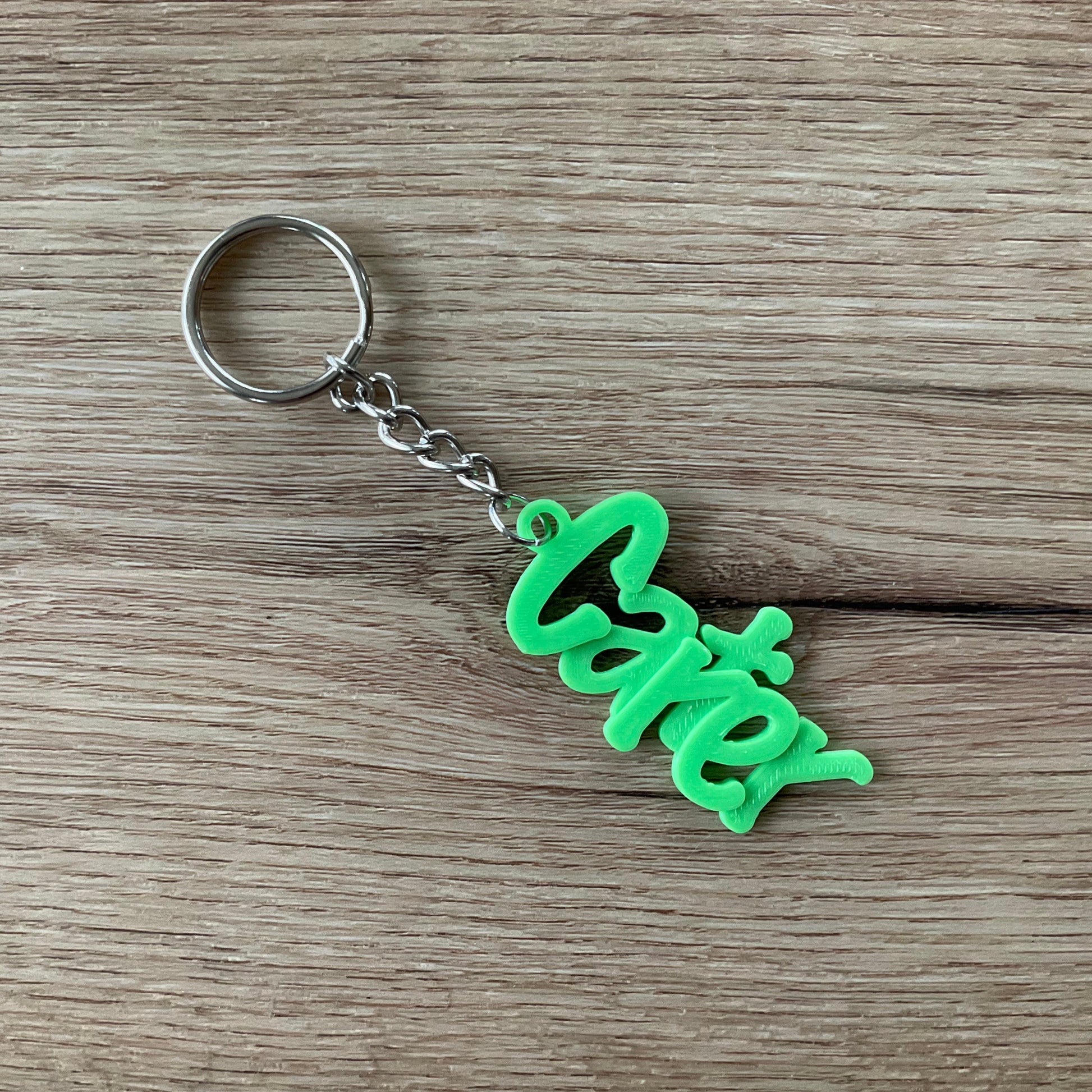 An image of the sample keychain in the colour Green