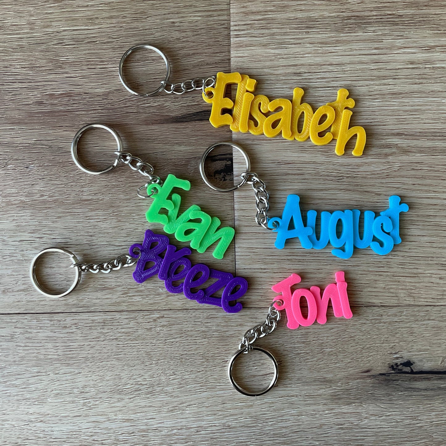 An image of the colours available for the keychains
