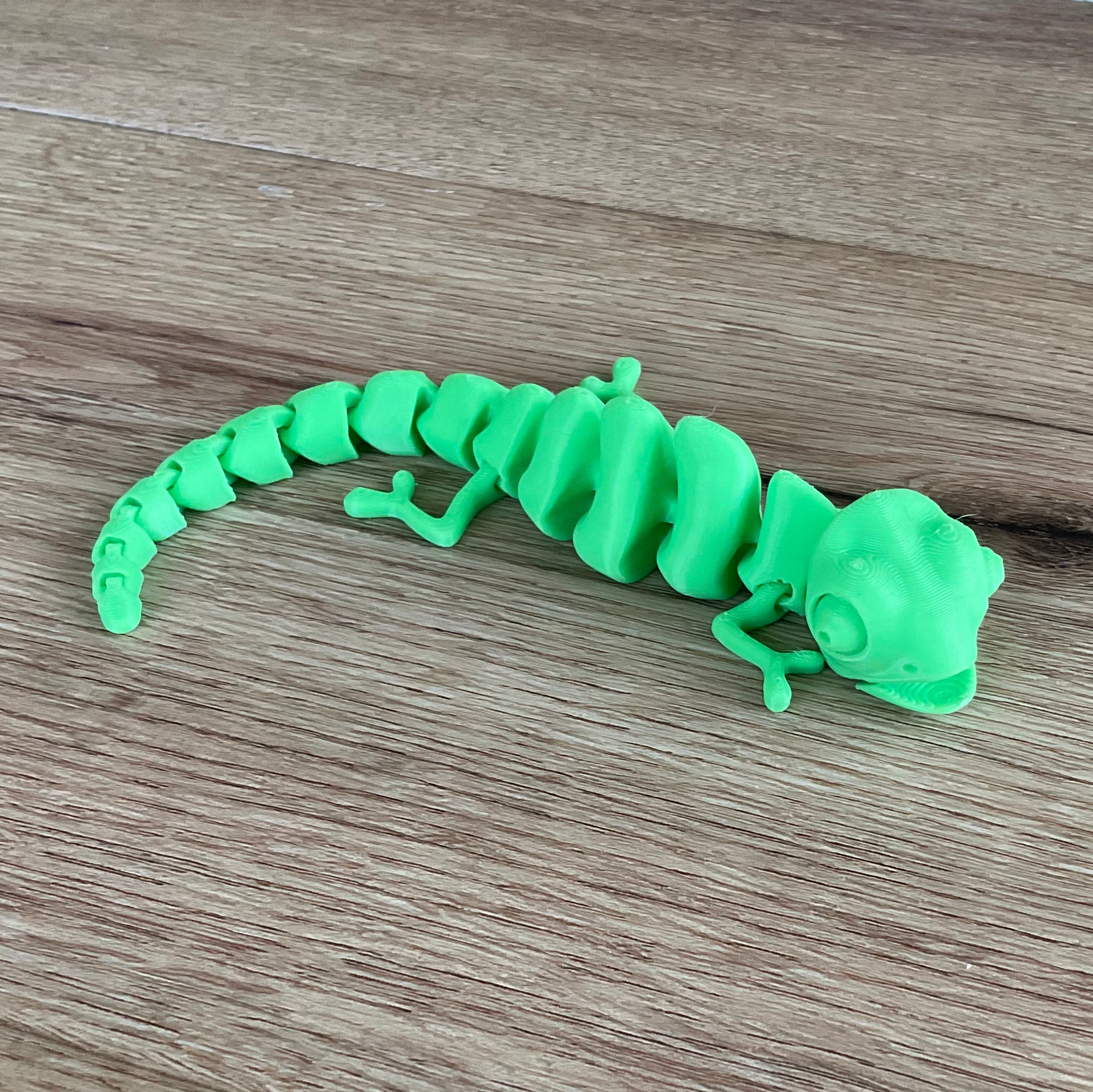 a picture of the Chameleon fidget toy in green.