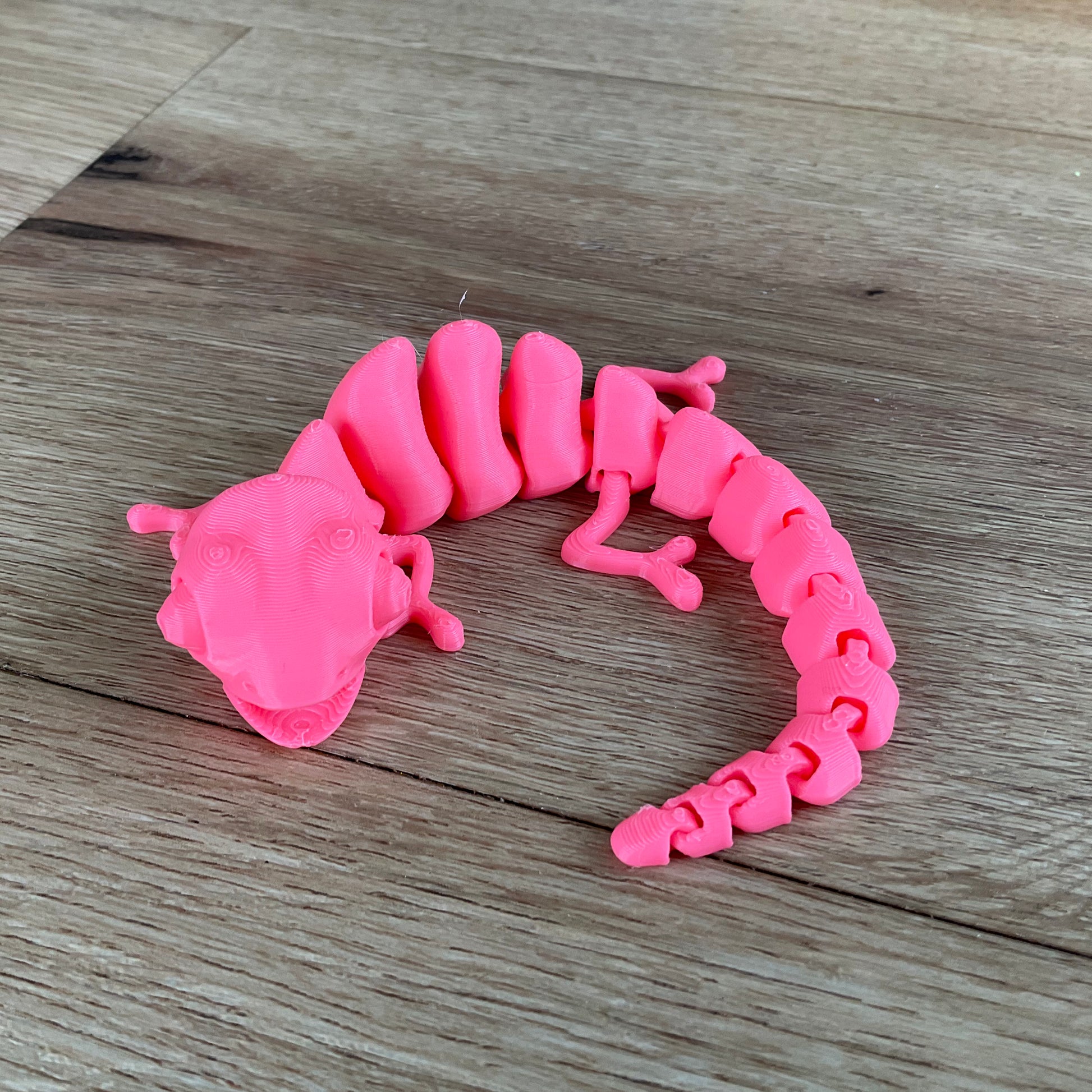 a picture of the chameleon fidget toy in pink.